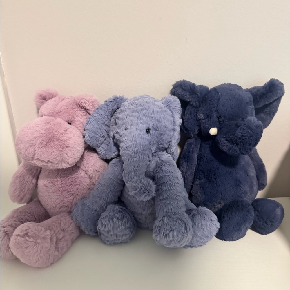 Jellycat Bundle of Jungle Animals, Elephants and Hippo